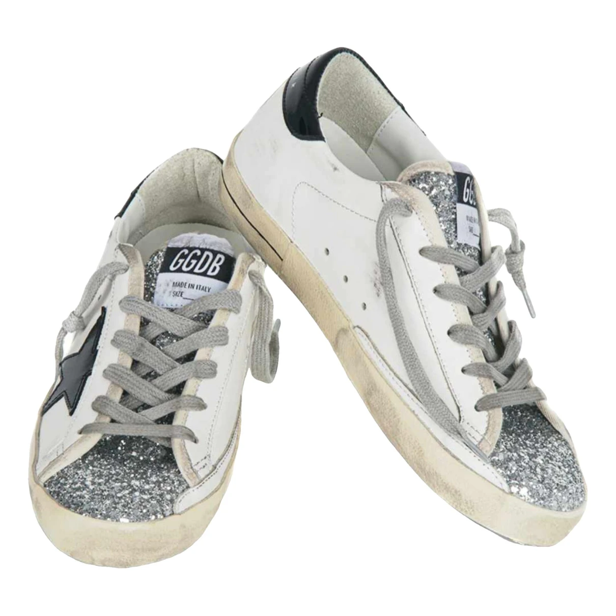 Pre-owned Golden Goose Superstar Glitter Trainers In White