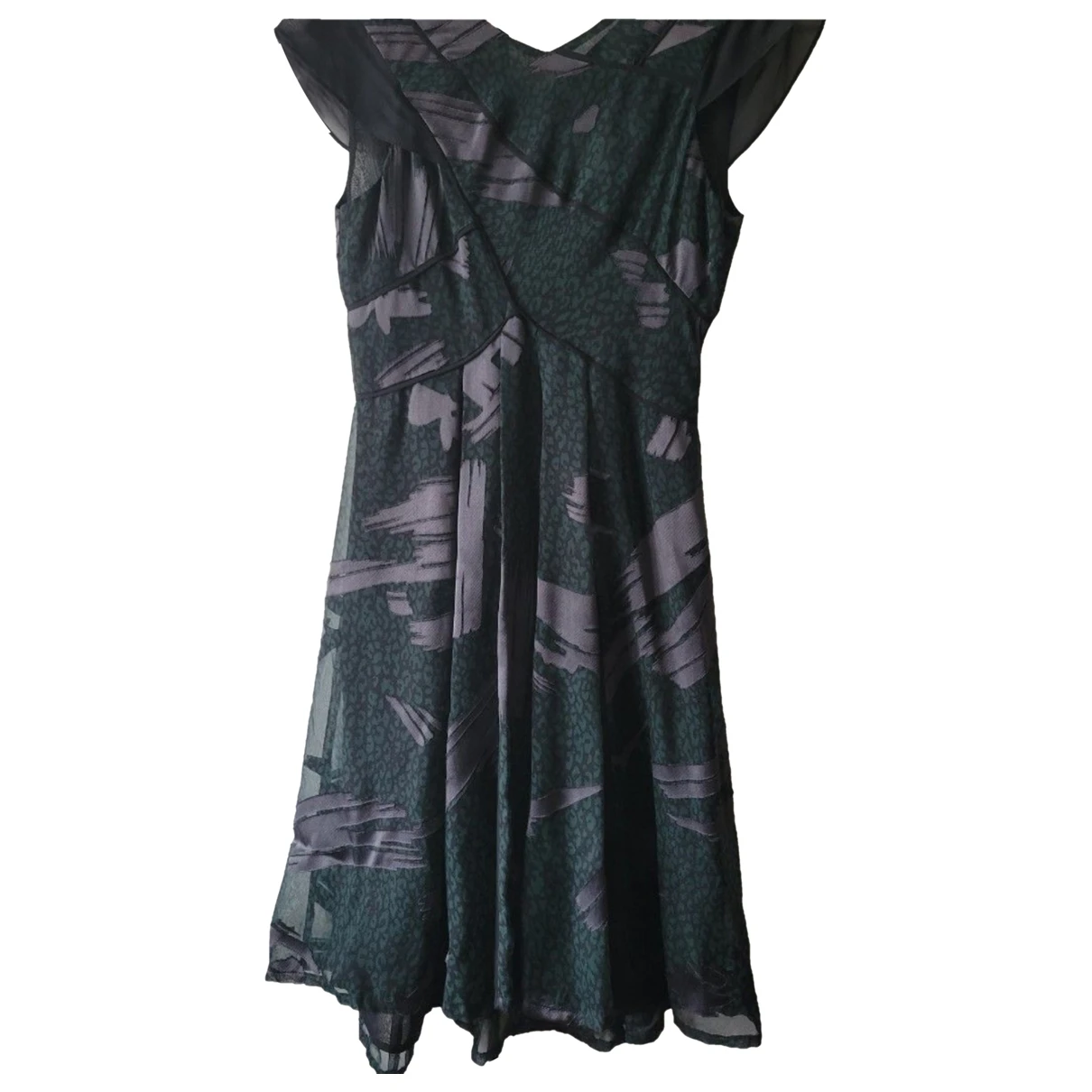 Pre-owned Reiss Silk Mid-length Dress In Green
