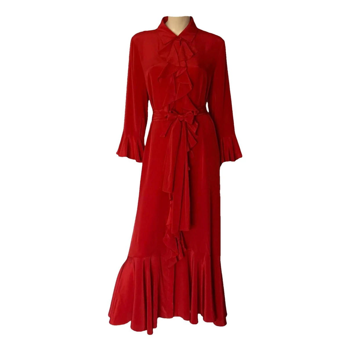 Pre-owned Carolina Herrera Silk Maxi Dress In Red