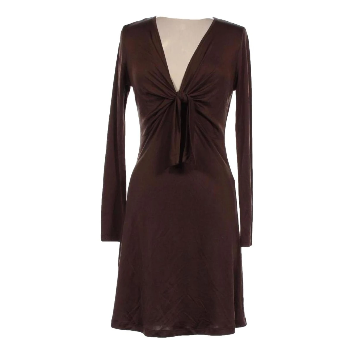 Pre-owned Allude Silk Mid-length Dress In Brown