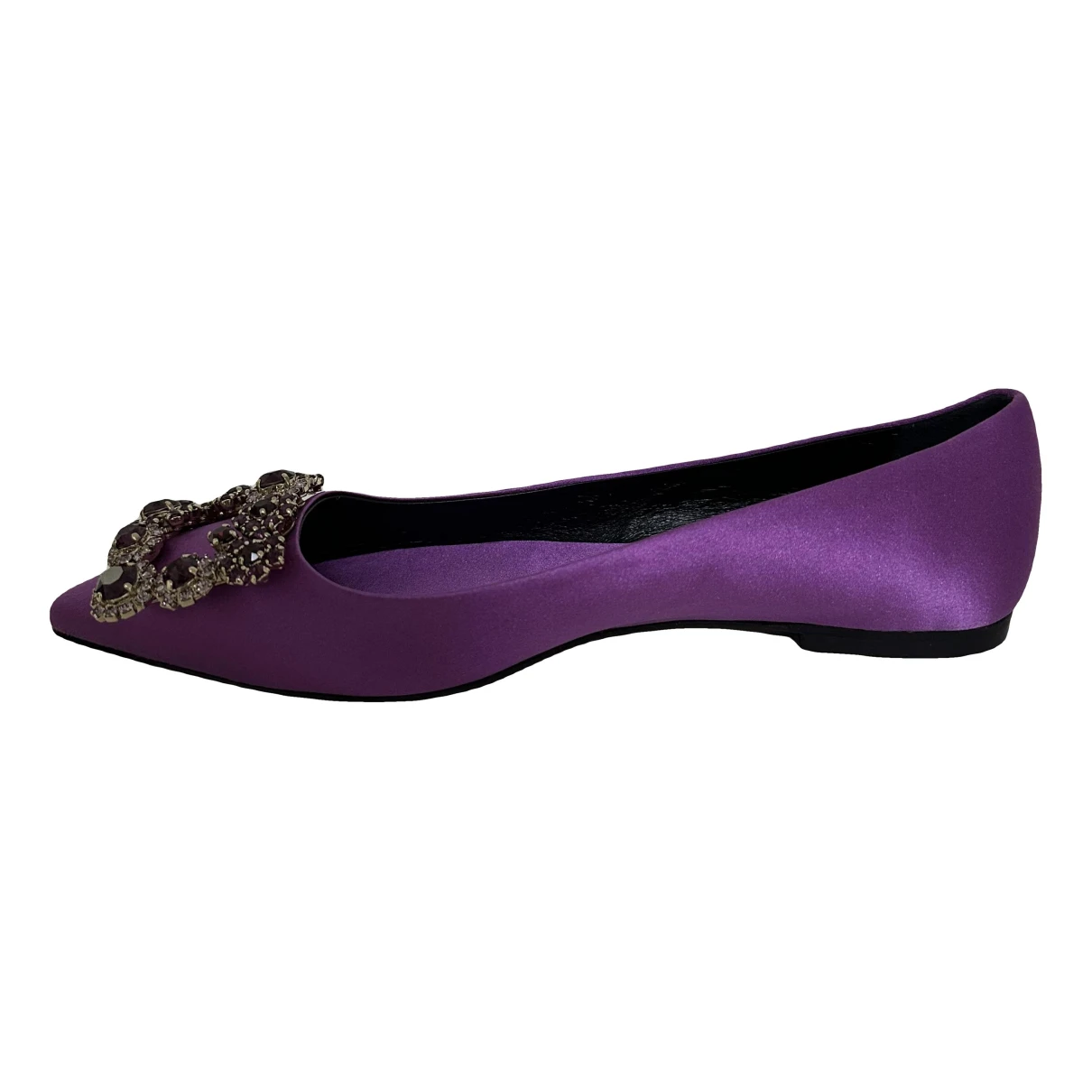 Pre-owned Roger Vivier Leather Ballet Flats In Purple