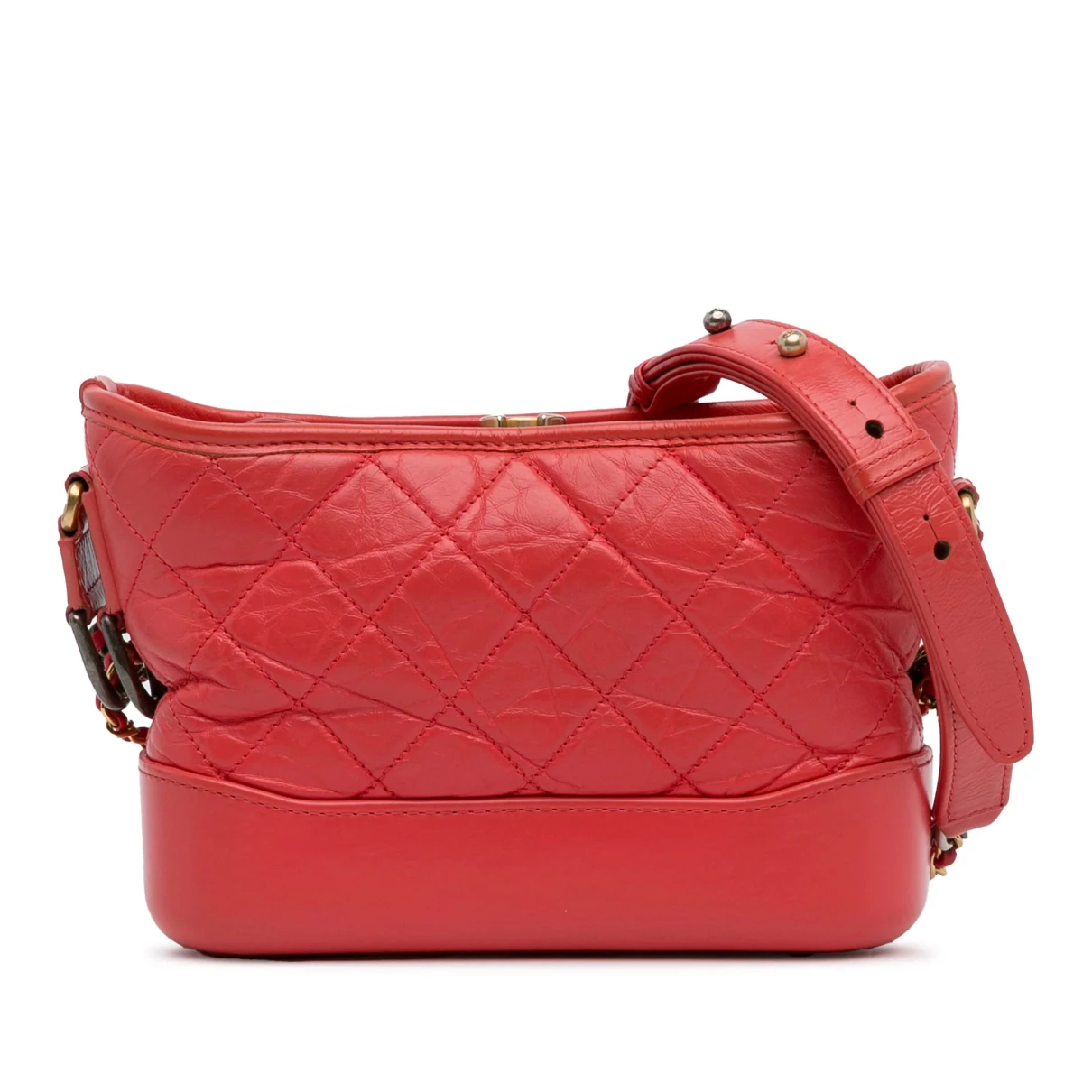 Pre-owned Chanel Gabrielle Leather Crossbody Bag In Red