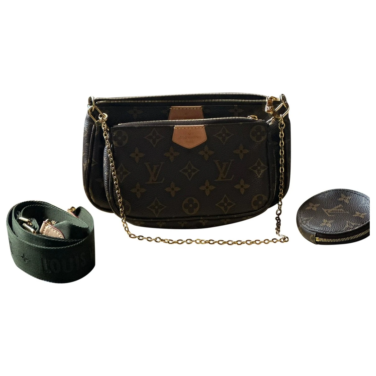 Pre-owned Louis Vuitton Leather Clutch Bag In Green