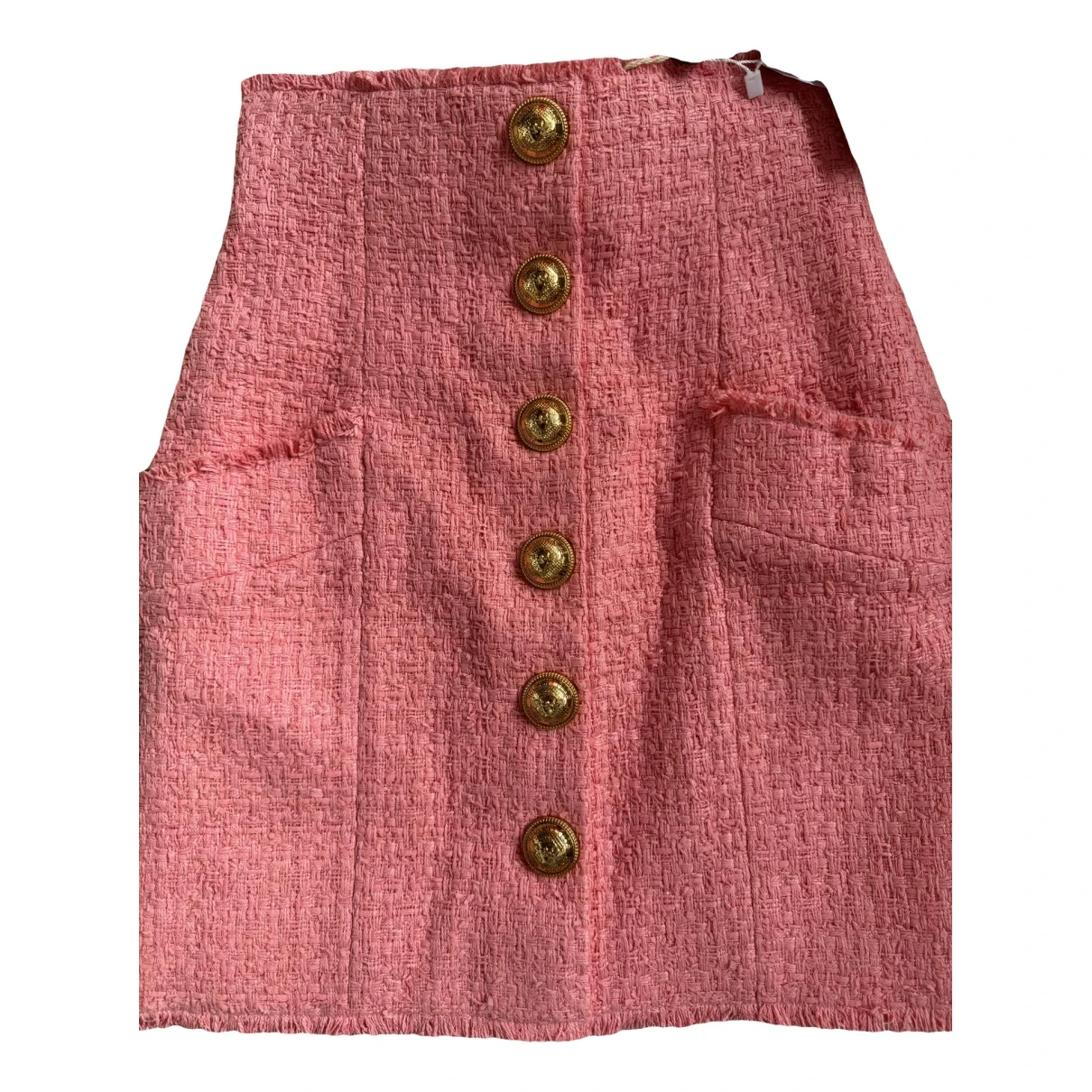Pre-owned Balmain Tweed Mini Skirt In Pink
