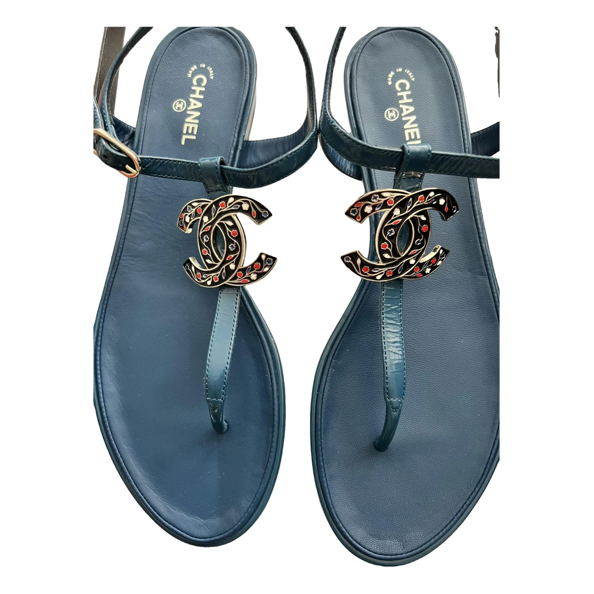 Pre-owned Chanel Leather Sandal In Blue