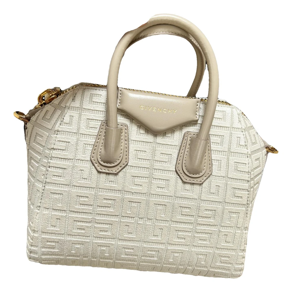 Pre-owned Givenchy Antigona Cloth Handbag In Beige
