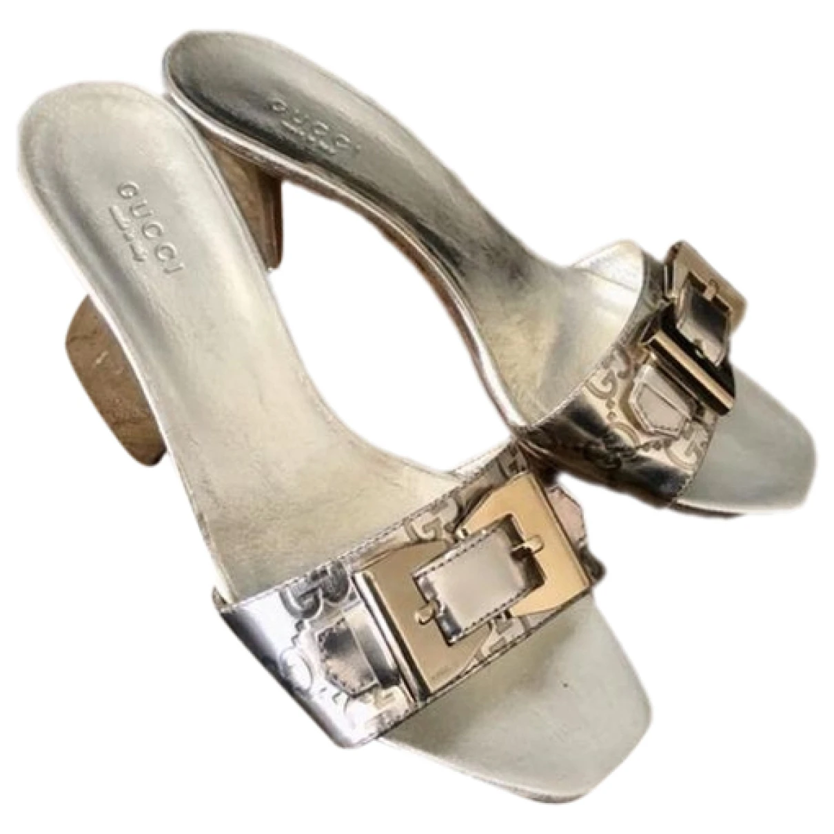 Pre-owned Gucci Leather Mules & Clogs In Gold