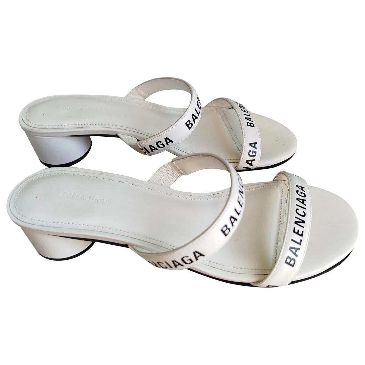 Pre-owned Balenciaga Leather Sandal In White