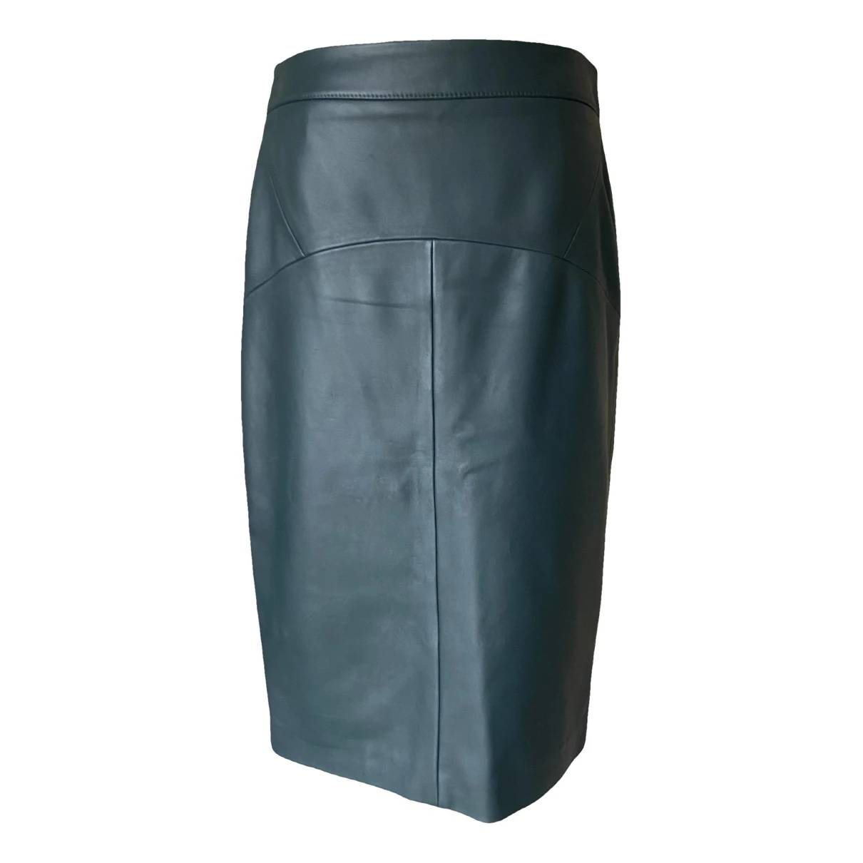 Pre-owned Hugo Boss Leather Mid-length Skirt In Green