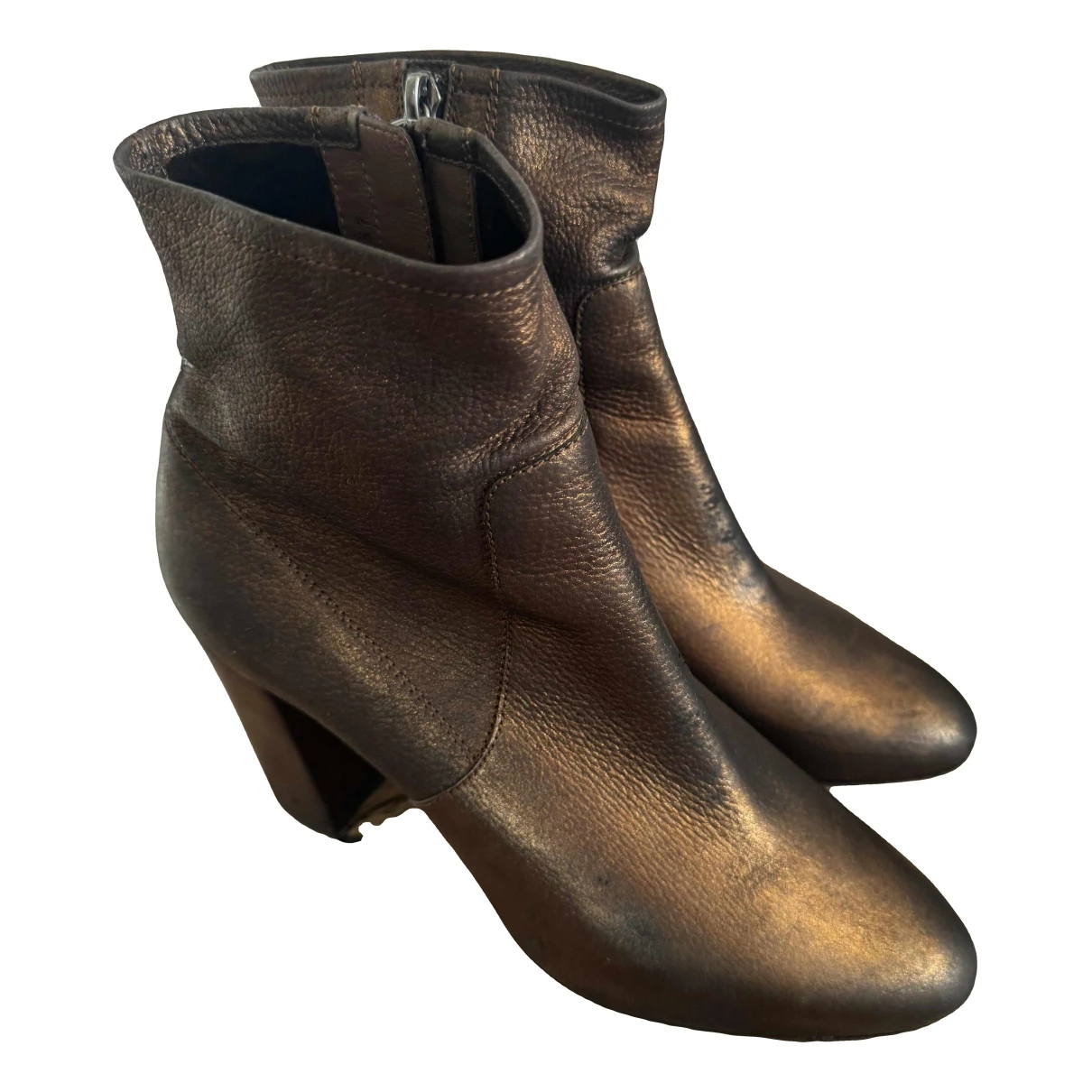 Pre-owned Santoni Leather Ankle Boots In Gold