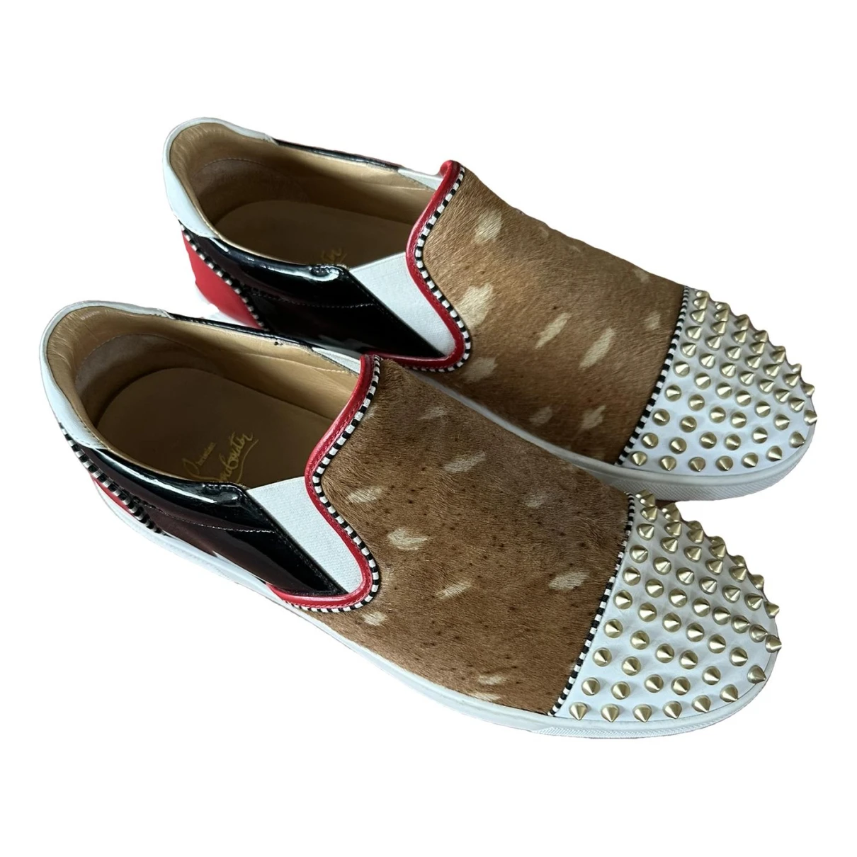 Pre-owned Christian Louboutin Leather Low Trainers In Multicolour