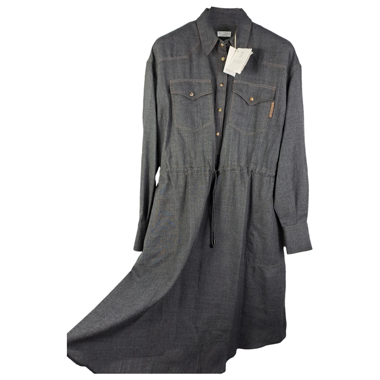 Pre-owned Brunello Cucinelli Wool Mid-length Dress In Anthracite