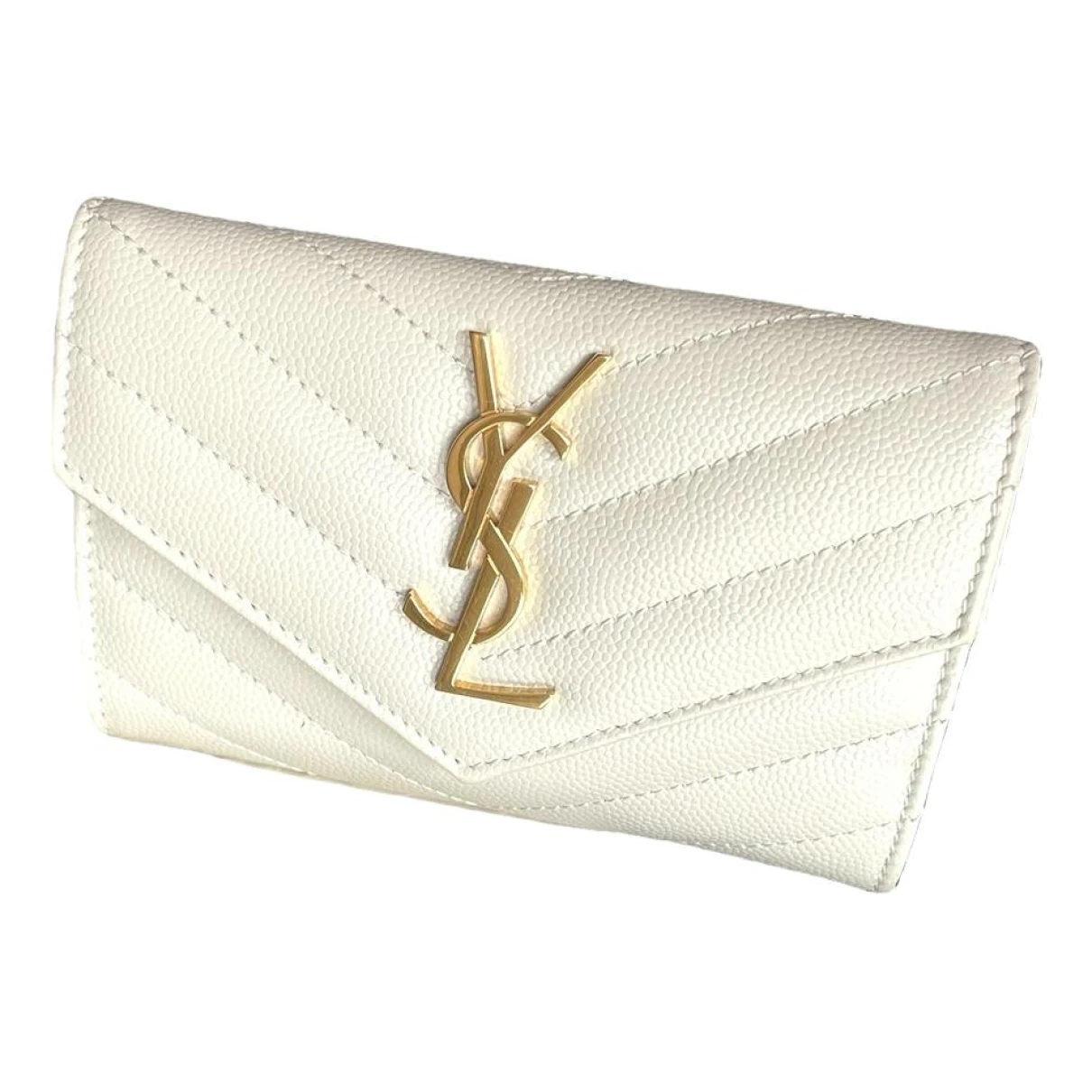 Pre-owned Saint Laurent Leather Wallet In White