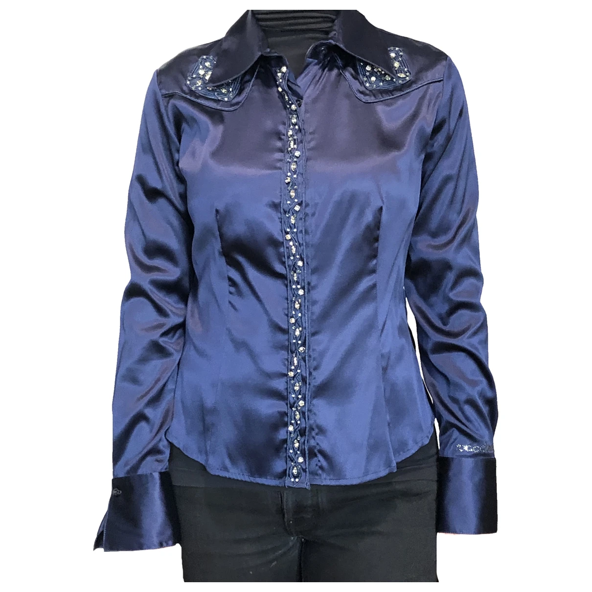 Pre-owned Roccobarocco Silk Shirt In Navy