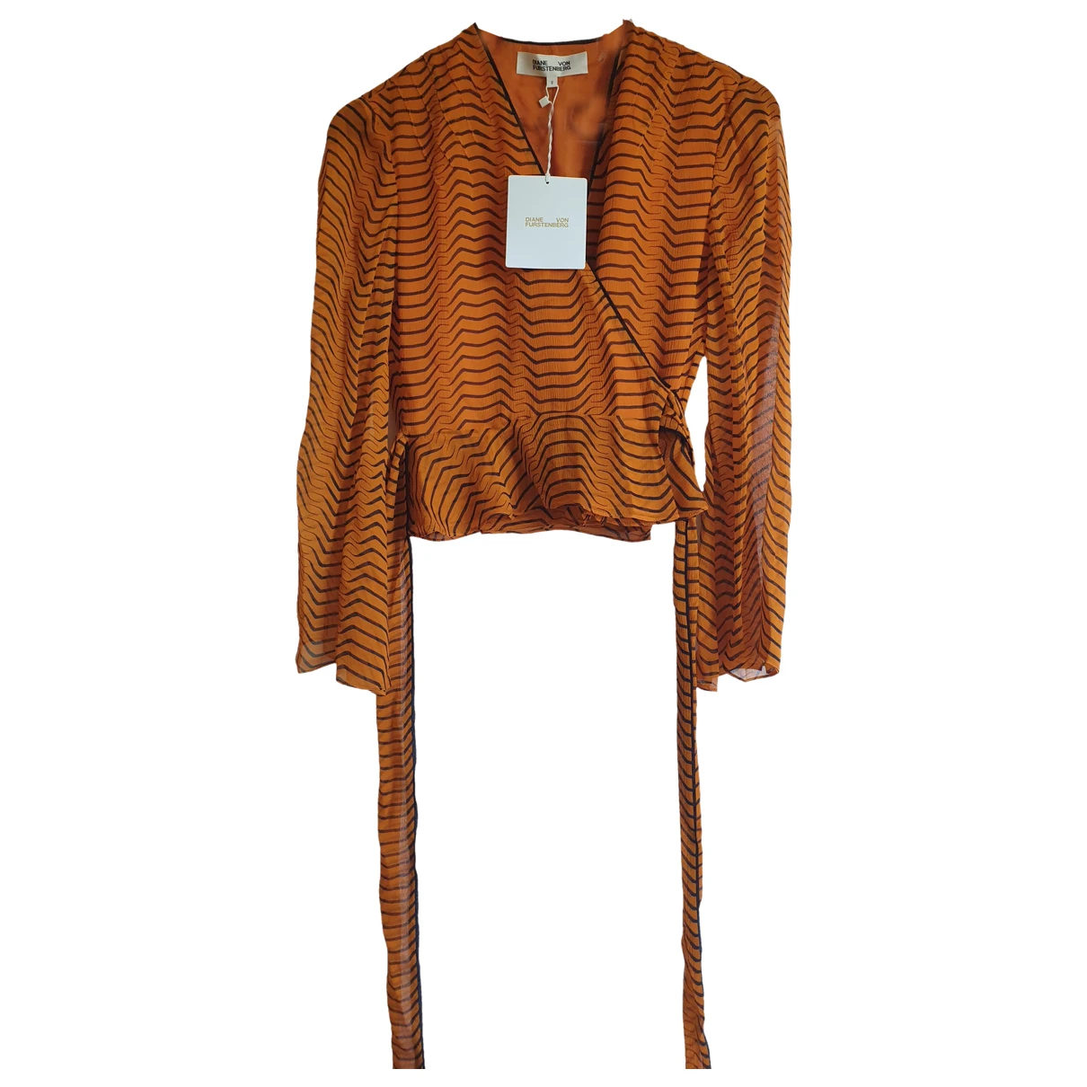 Pre-owned Diane Von Furstenberg Silk Blouse In Orange