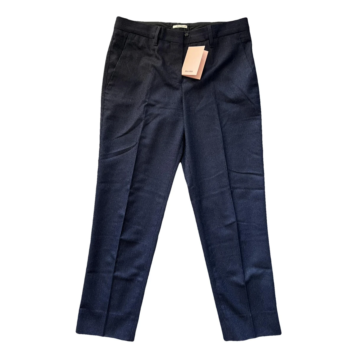 Pre-owned Miu Miu Wool Straight Pants In Blue