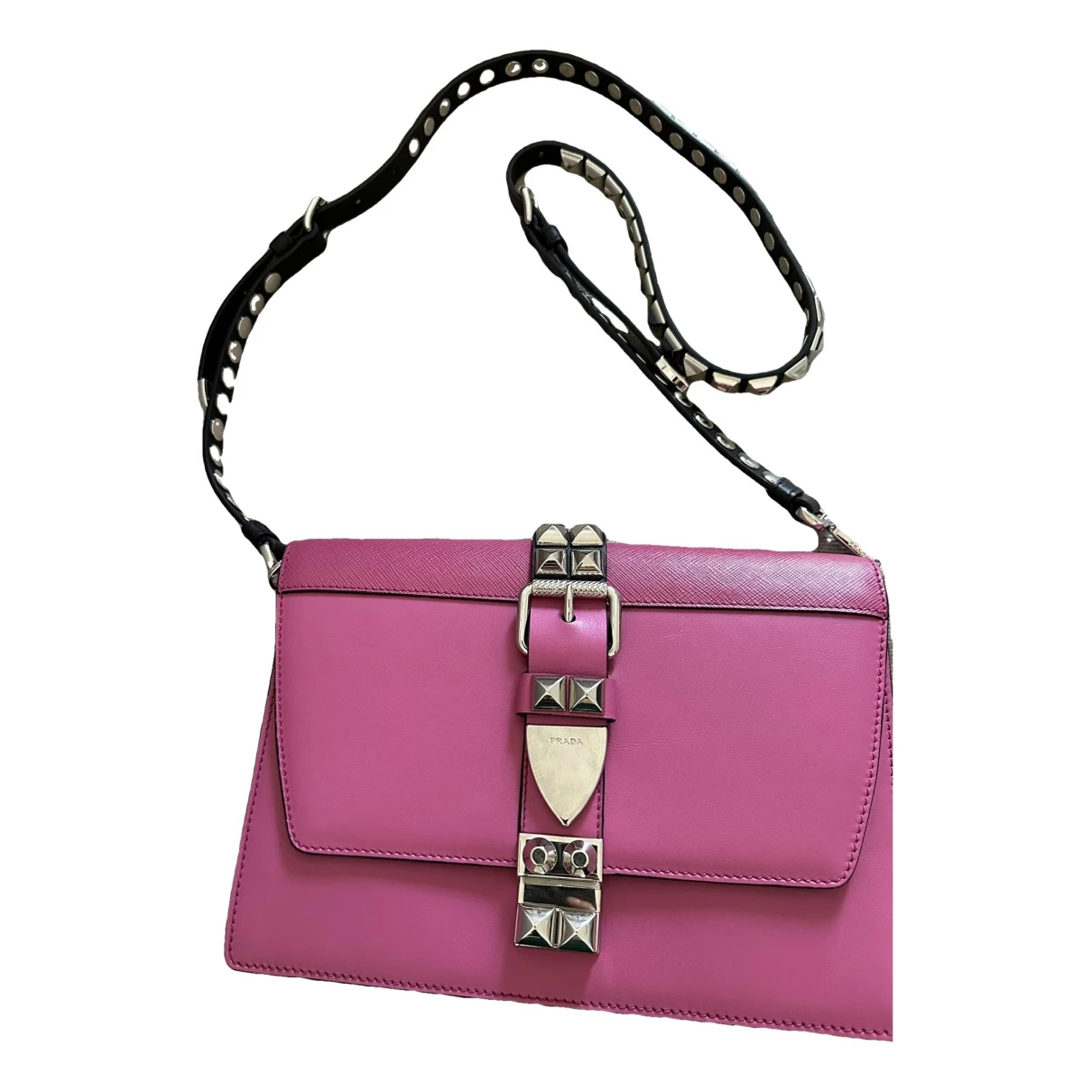 Pre-owned Prada Elektra Leather Clutch Bag In Pink