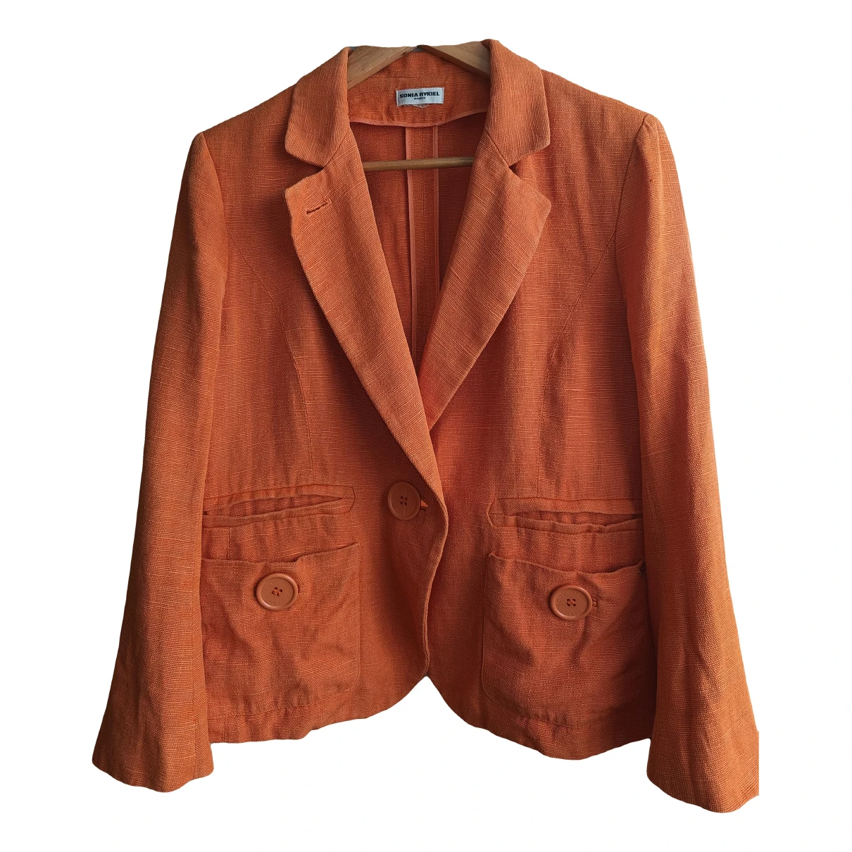 Pre-owned Sonia Rykiel Linen Suit Jacket In Orange