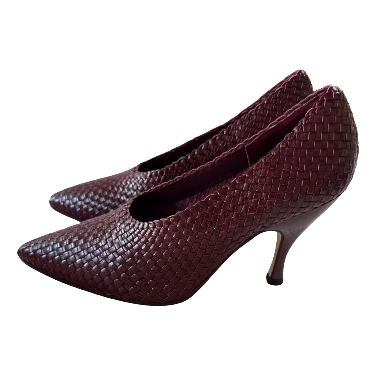 Pre-owned Tory Burch Leather Heels In Burgundy