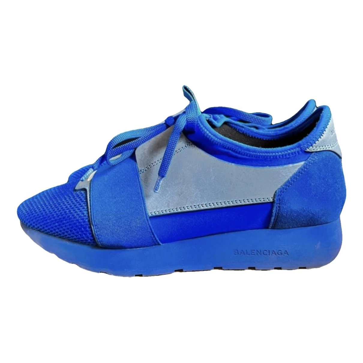 Pre-owned Balenciaga Runner Leather Trainers In Blue