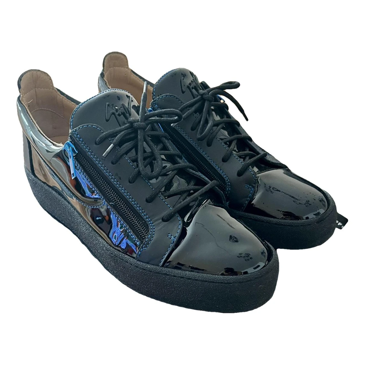 Pre-owned Giuseppe Zanotti Patent Leather Trainers In Black
