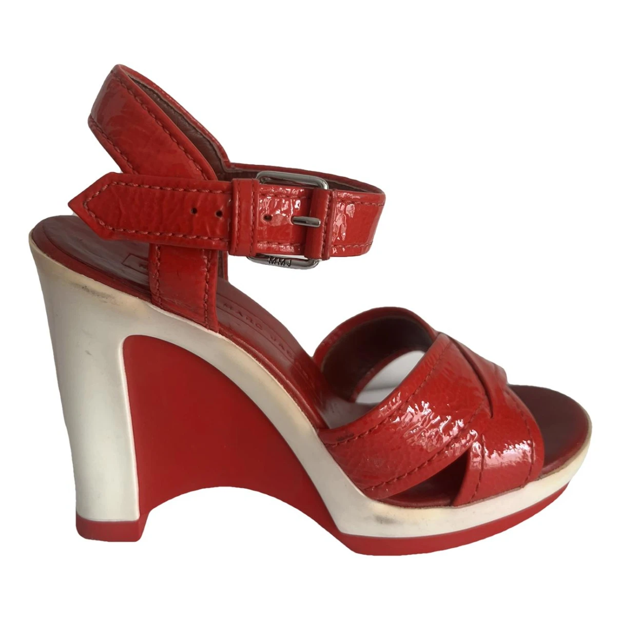 Pre-owned Marc By Marc Jacobs Patent Leather Sandal In Red