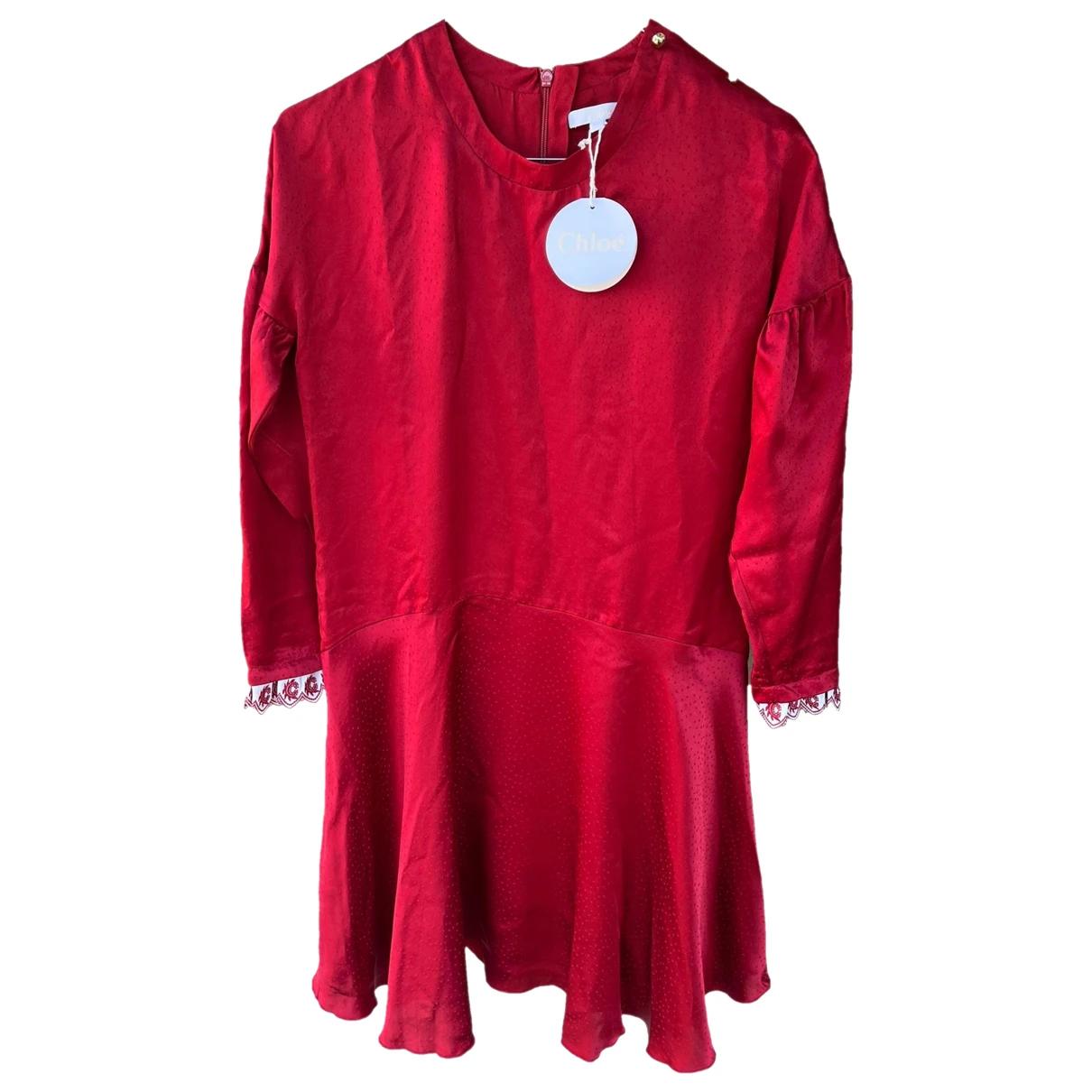 Pre-owned Chloé Silk Mid-length Dress In Burgundy