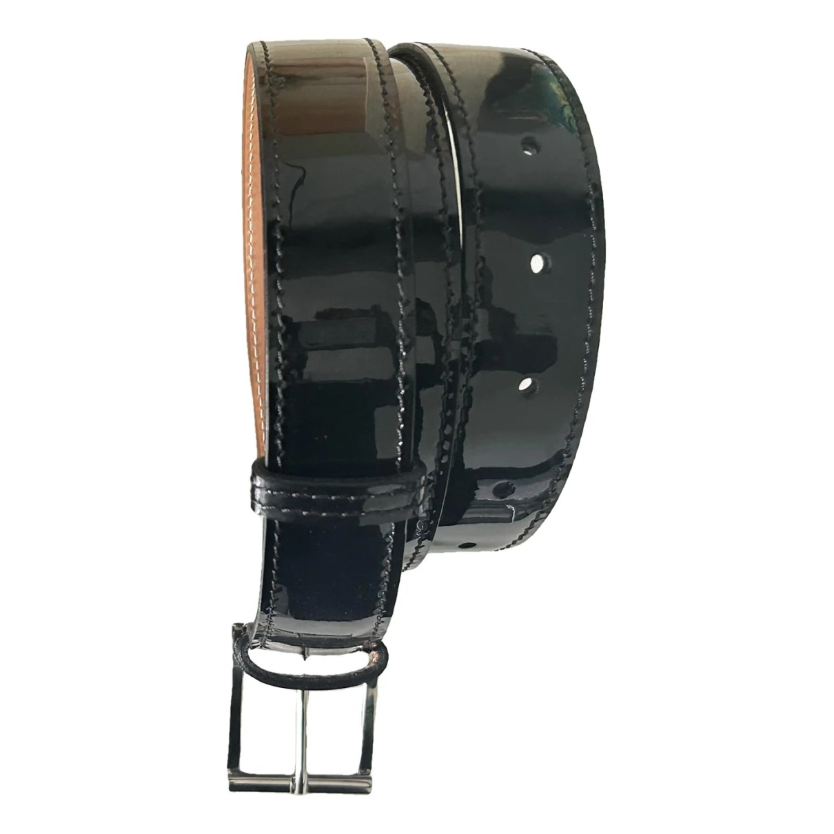 Pre-owned Jm Weston Patent Leather Belt In Black