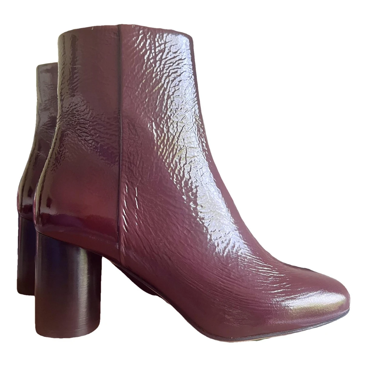 Pre-owned Claudie Pierlot Patent Leather Boots In Burgundy