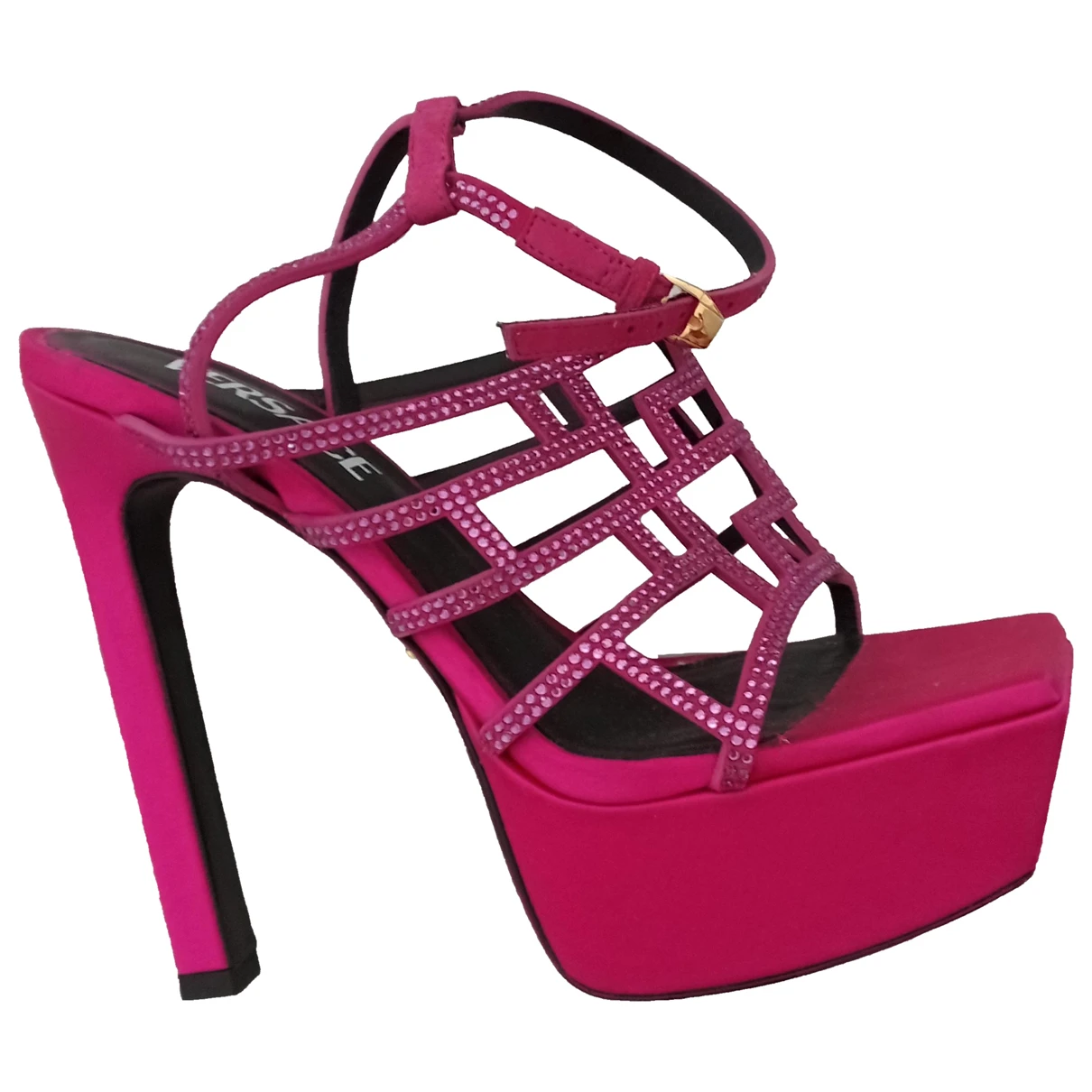 Pre-owned Versace Cloth Sandal In Pink