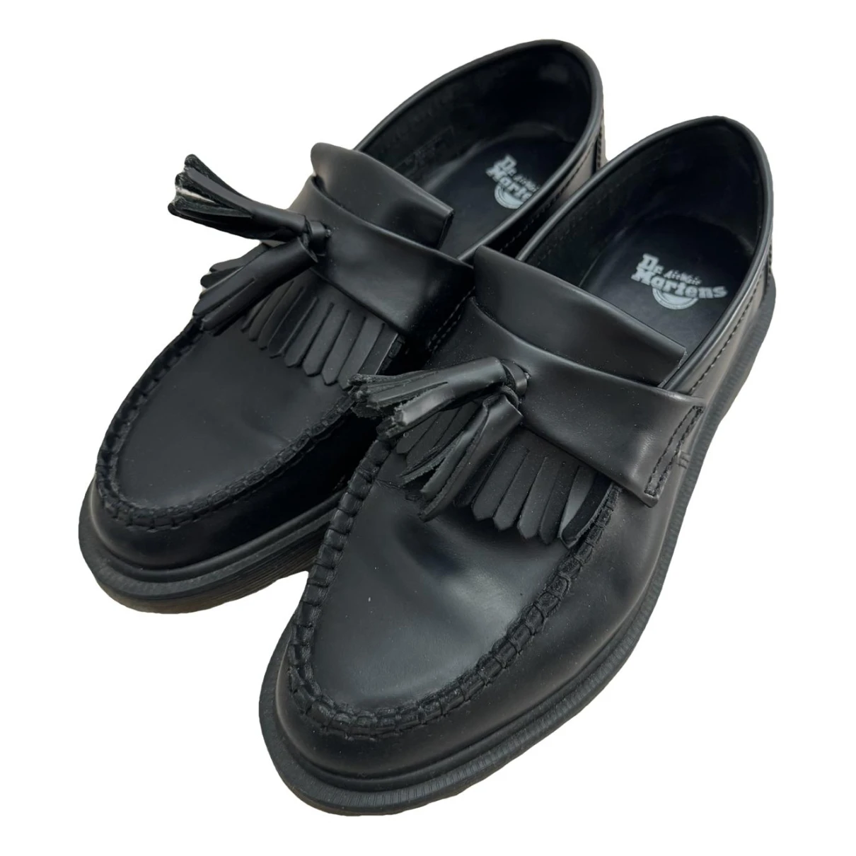 Pre-owned Dr. Martens' Adrian Leather Flats In Black