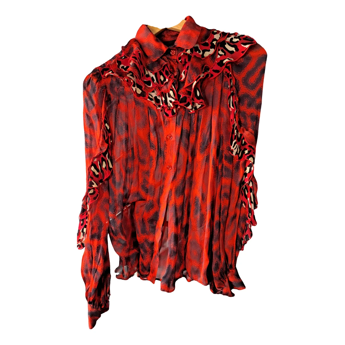 Pre-owned Just Cavalli Silk Shirt In Red