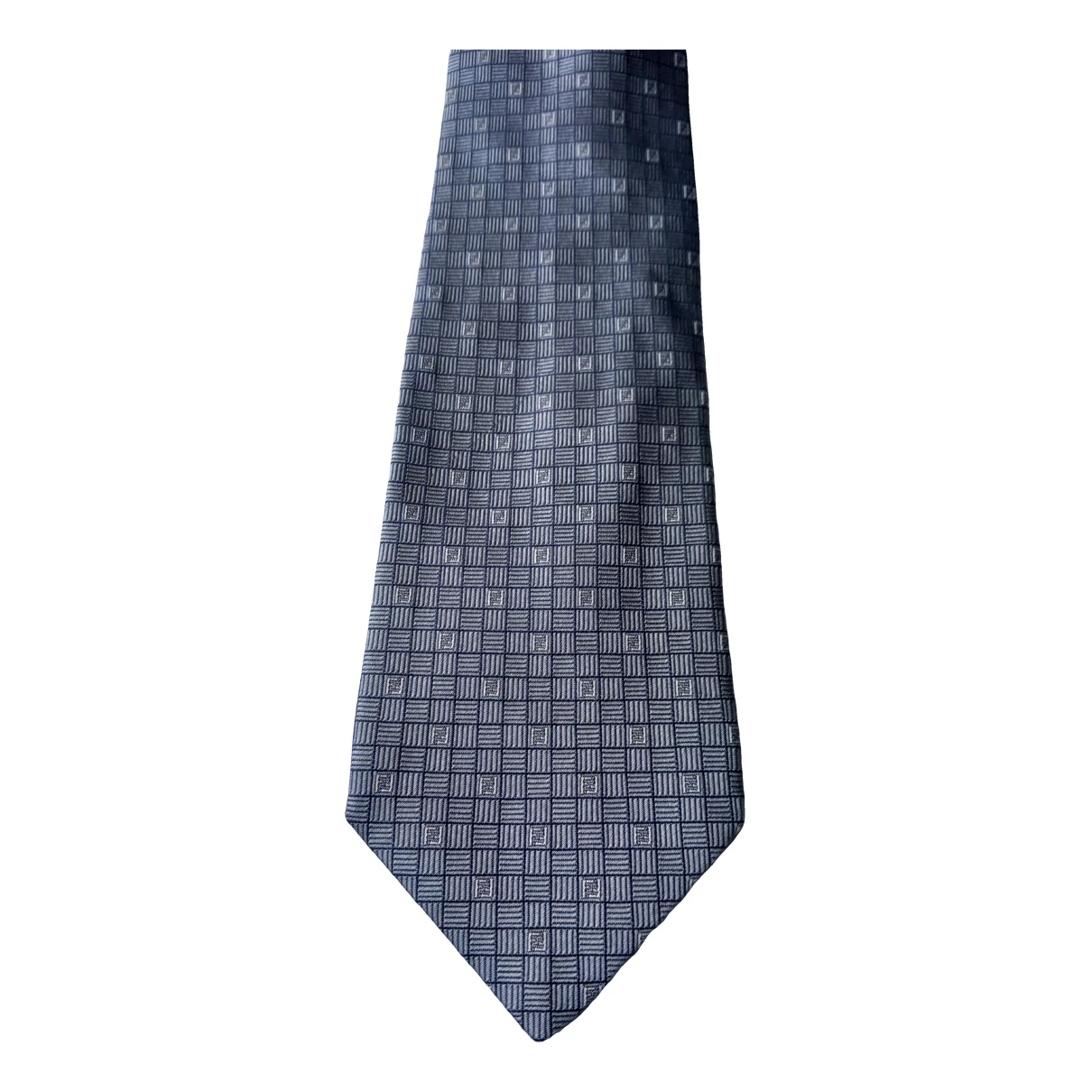 Pre-owned Fendi Silk Tie In Grey