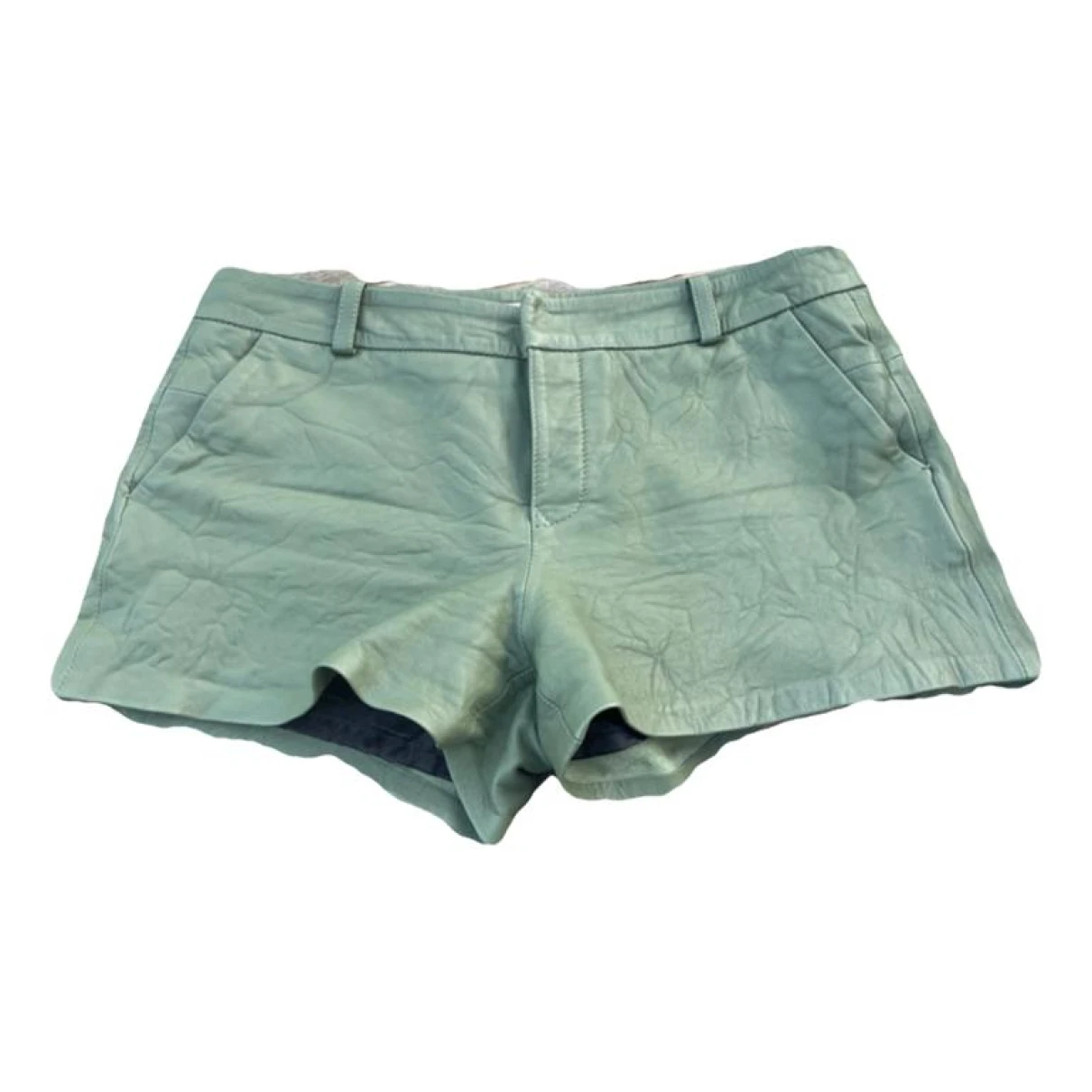 Pre-owned Zadig & Voltaire Vegan Leather Shorts In Khaki