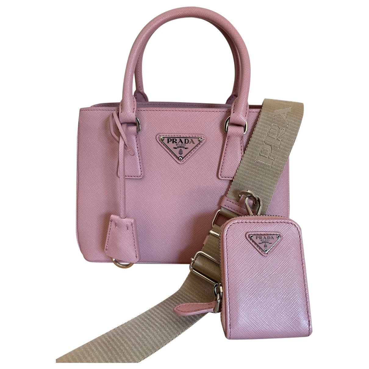 Pre-owned Prada Re-edition 2000 Double Zip Leather Crossbody Bag In Pink
