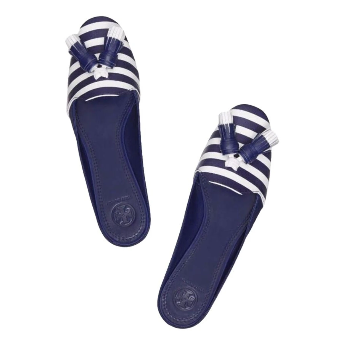 Pre-owned Tory Burch Leather Mules In Blue
