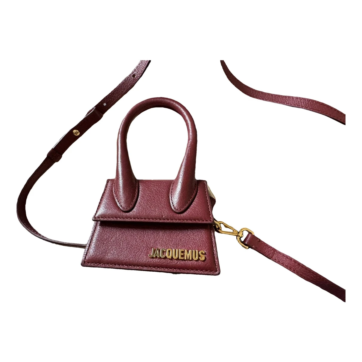Pre-owned Jacquemus Chiquito Leather Handbag In Burgundy