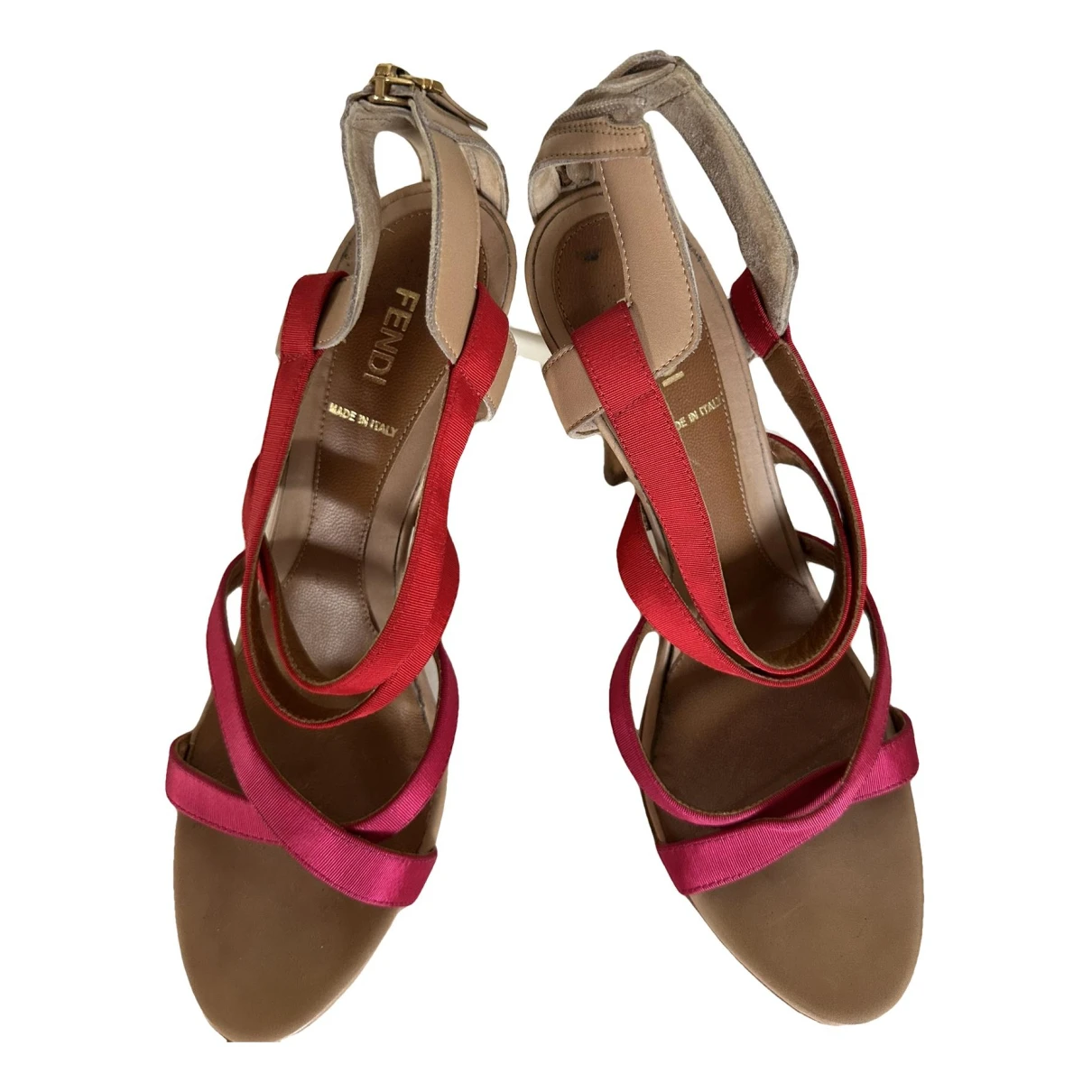 Pre-owned Fendi Cloth Sandal In Red