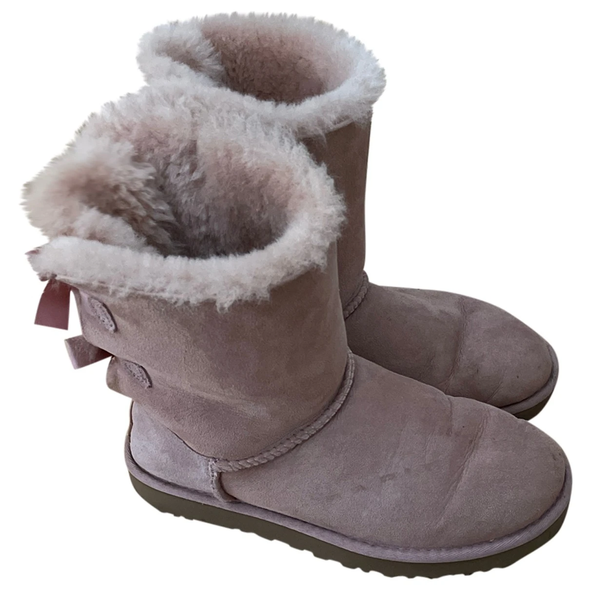 Pre-owned Ugg Faux Fur Boots In Pink