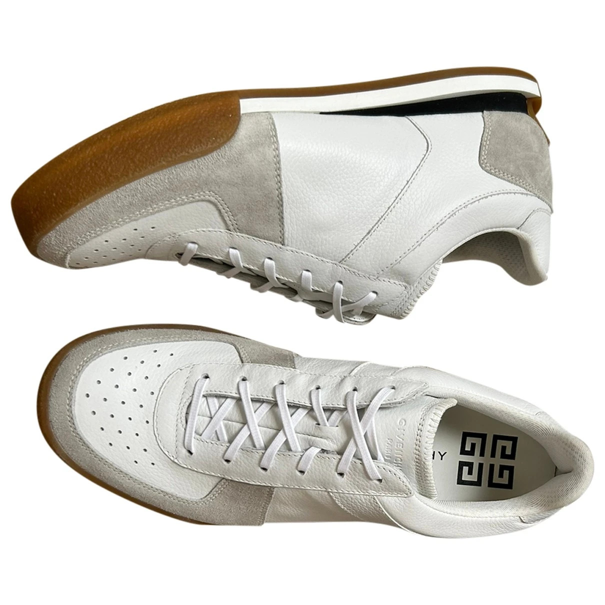 Pre-owned Givenchy Leather Low Trainers In Beige