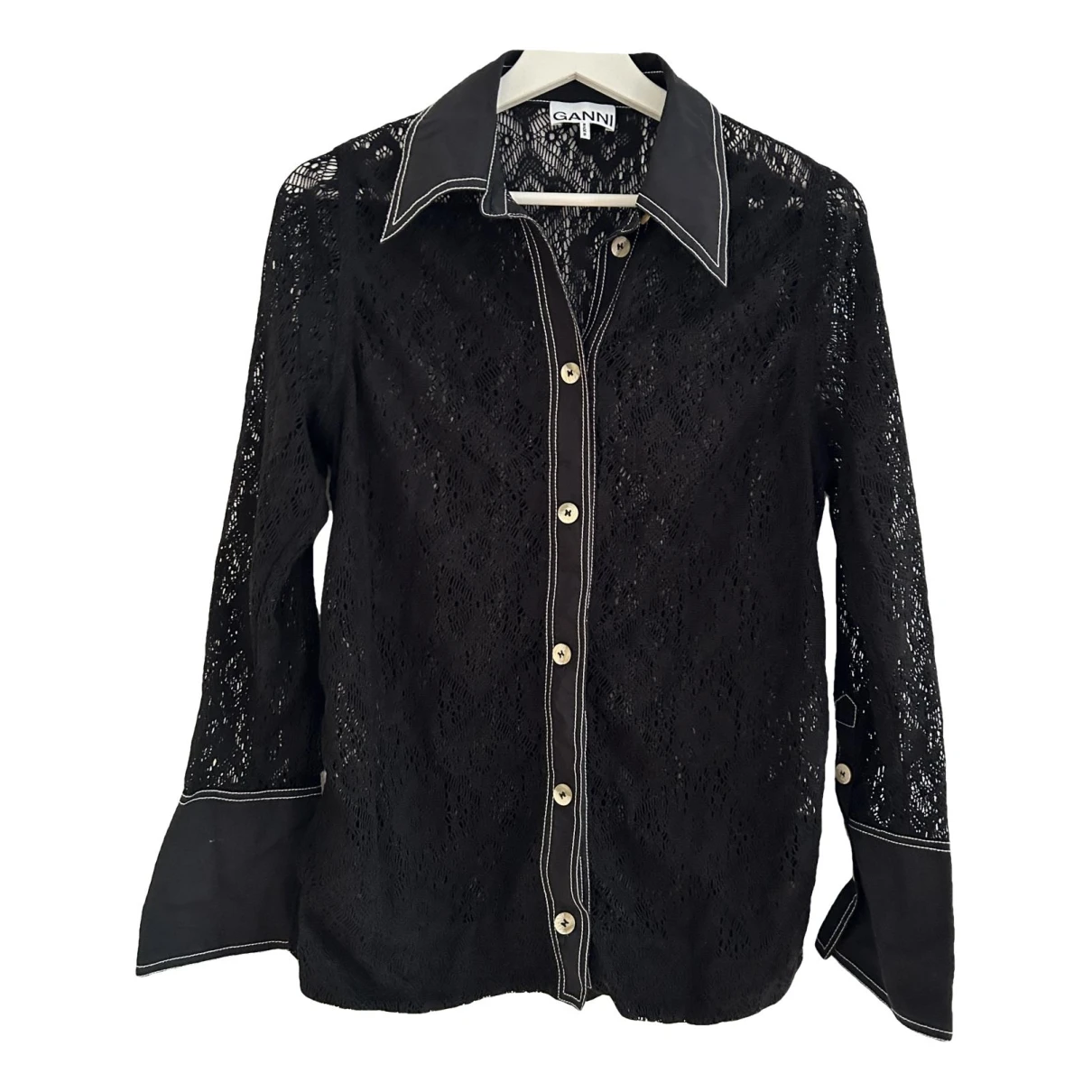 Pre-owned Ganni Blouse In Black