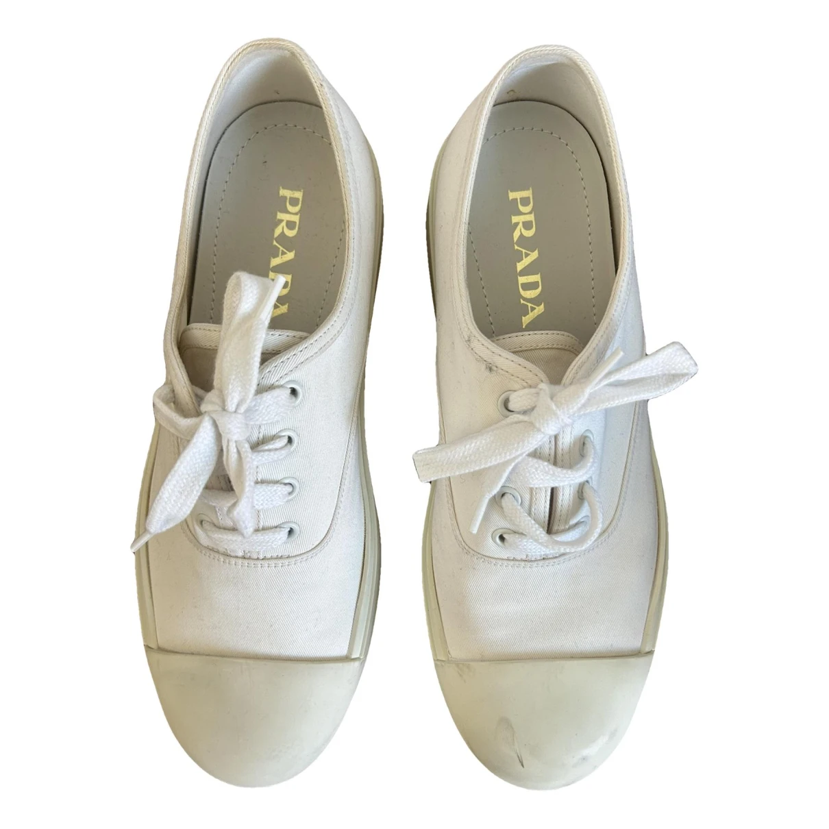 Pre-owned Prada Cloth Low Trainers In White