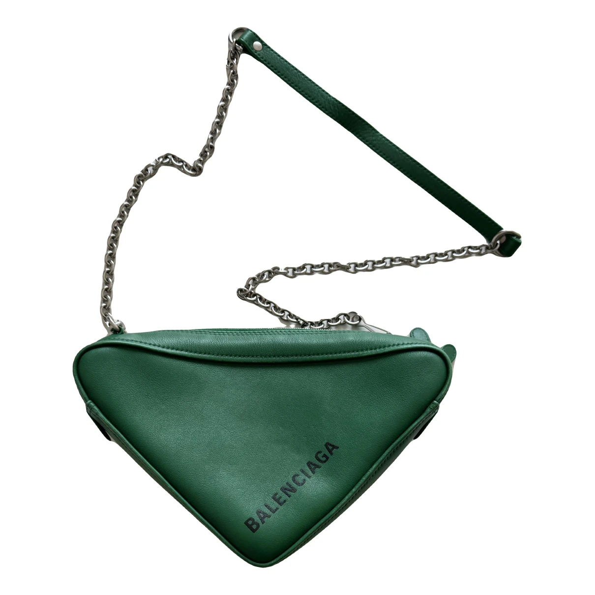 Pre-owned Balenciaga Triangle Leather Crossbody Bag In Green