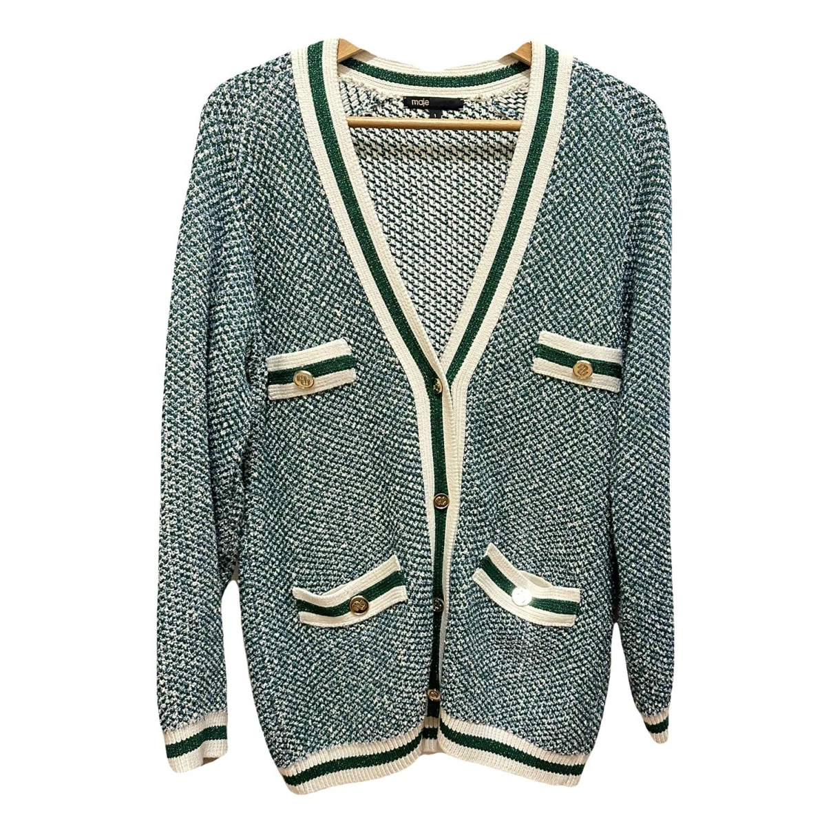 Pre-owned Maje Cardigan In Green