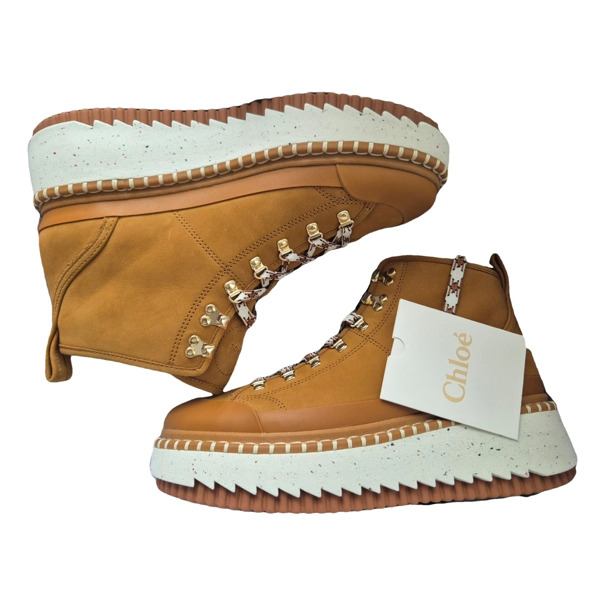 Pre-owned Chloé Leather Trainers In Brown