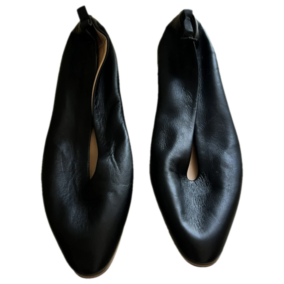 Pre-owned Bottega Veneta Leather Ballet Flats In Black