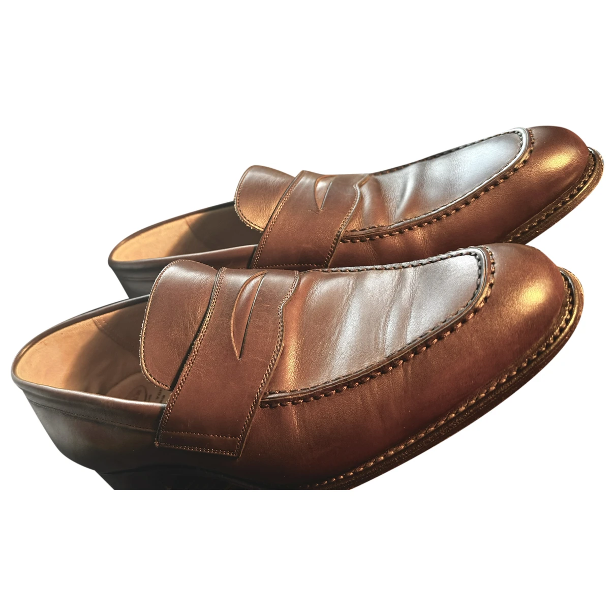 Pre-owned Church's Leather Flats In Brown