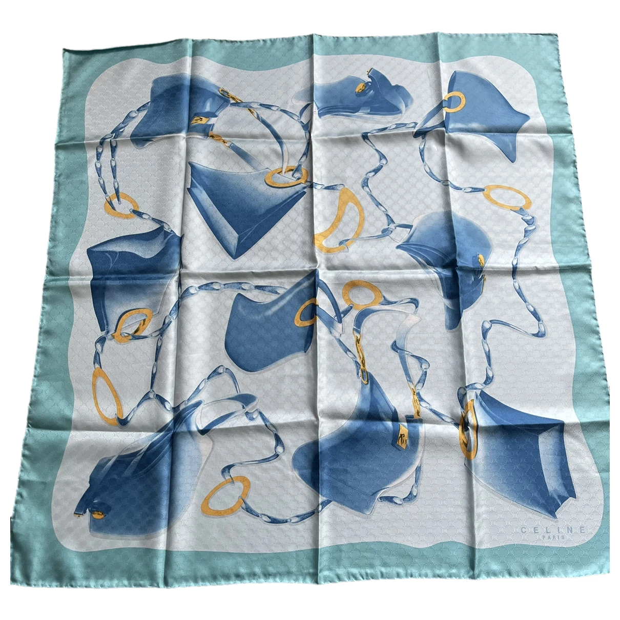 Pre-owned Celine Silk Handkerchief In Blue