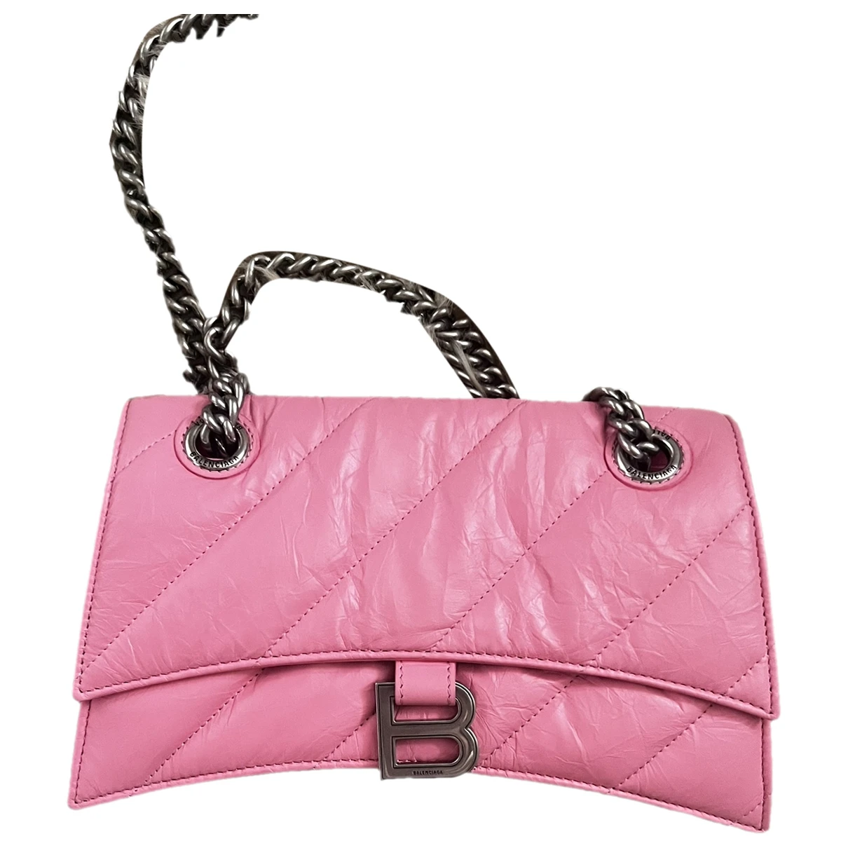 Pre-owned Balenciaga Crush Leather Bag In Pink