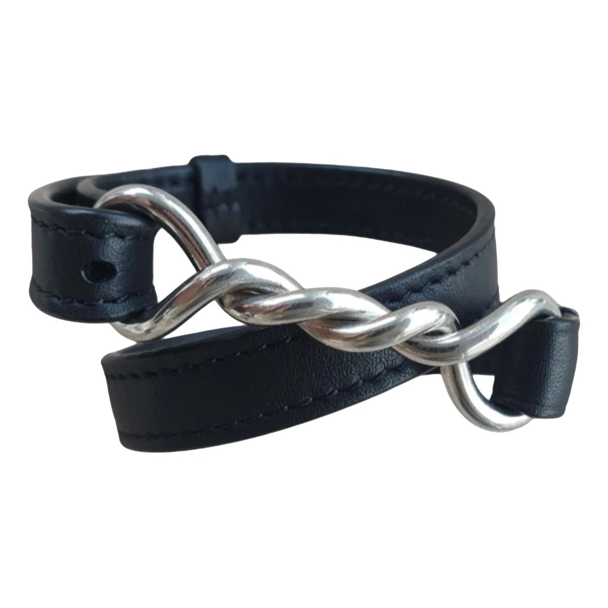 Pre-owned Celine Knot Leather Bracelet In Black